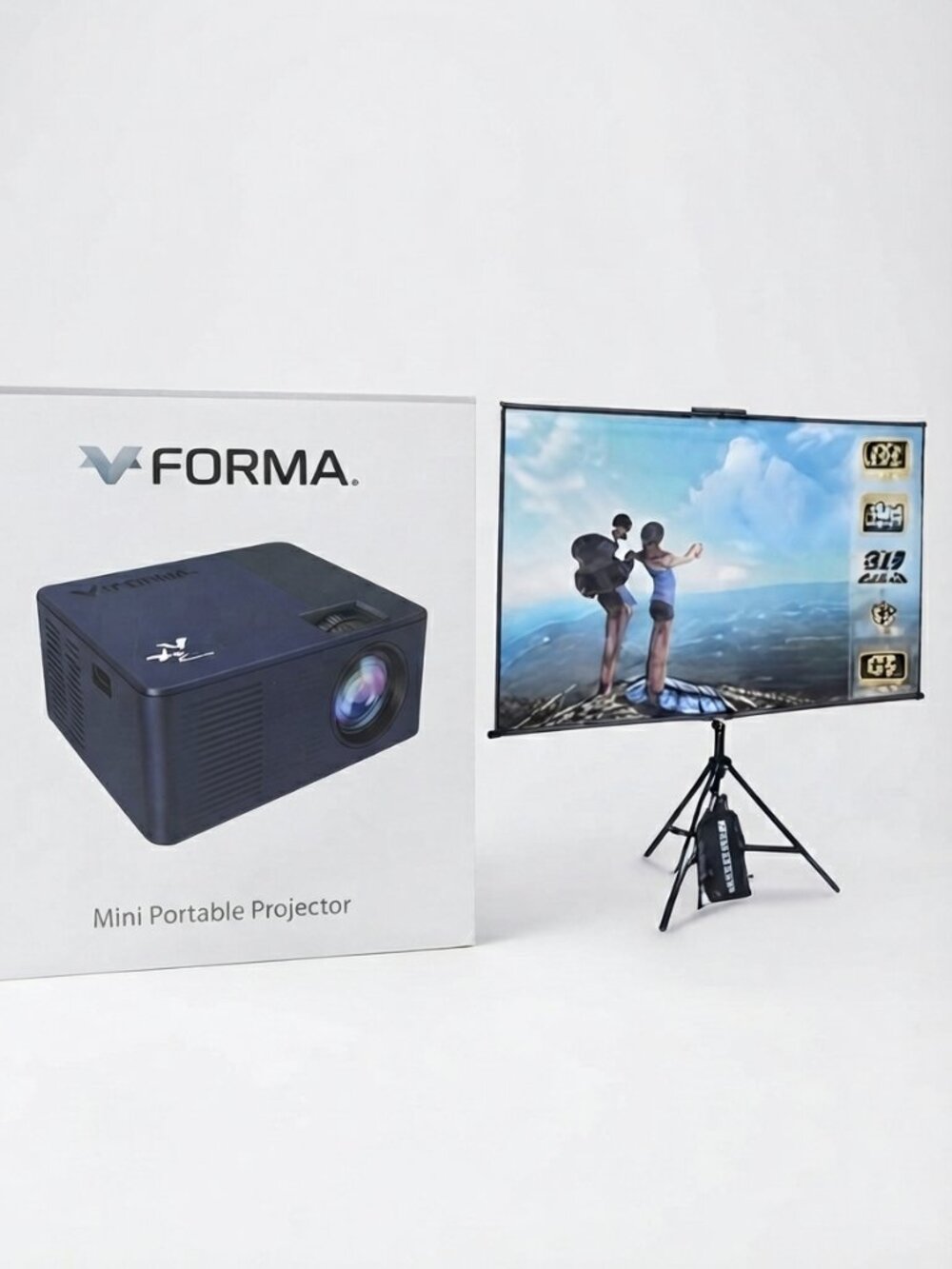 Mini Portable Projector and Screen- Compact Home Theater by VForma